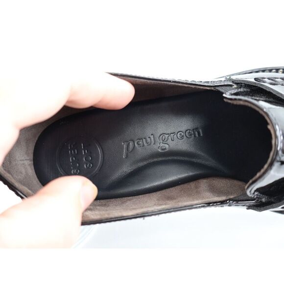 Paul Green Ariana Loafer Black Patent Leather Chunky Sole Gems UK 3.5 US 6 Comfy - Picture 9 of 15